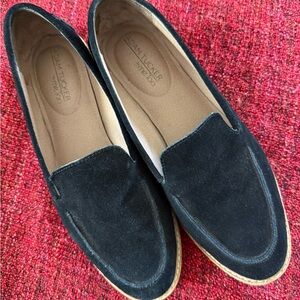 Adam Tucker Black Suede Women's Flats